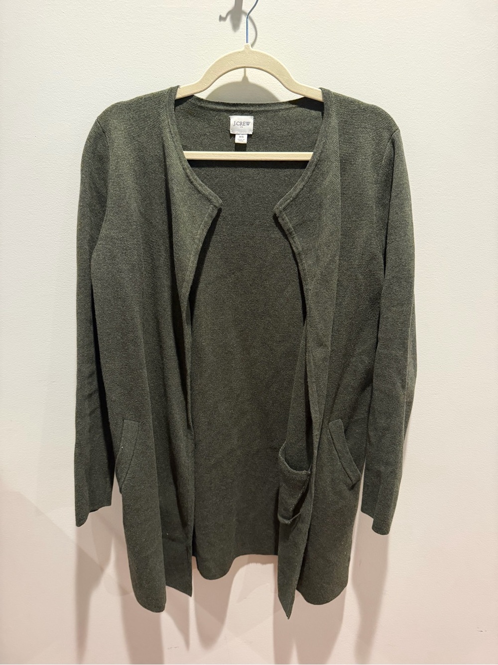 J.Crew Wool Blend Long Open Front Cardigan Sweater XS